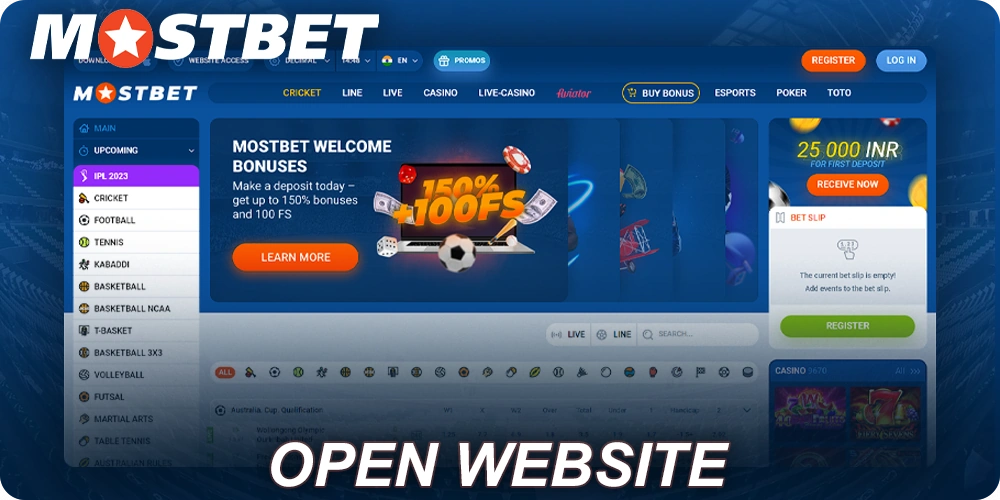 Open Mostbet website