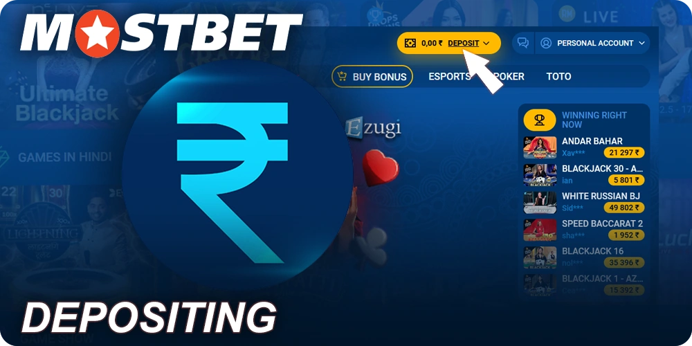 Top up Mostbet account to play live casino