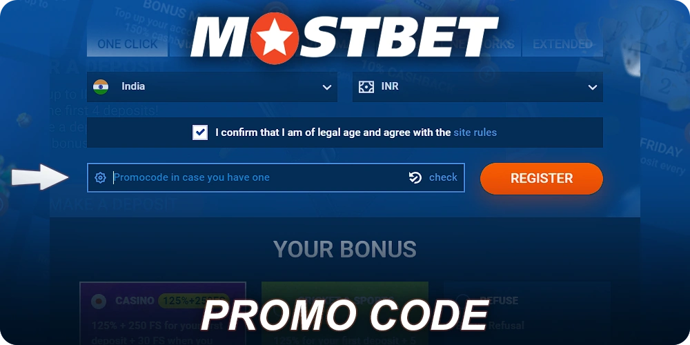 Using a promo code at Mostbet